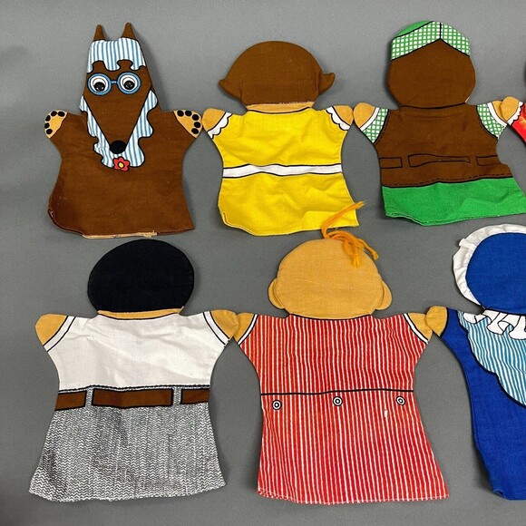 Vintage Little Red Riding Hood Grandma Wolf Hand Puppets Lot of 7 - Picture 5 of 6